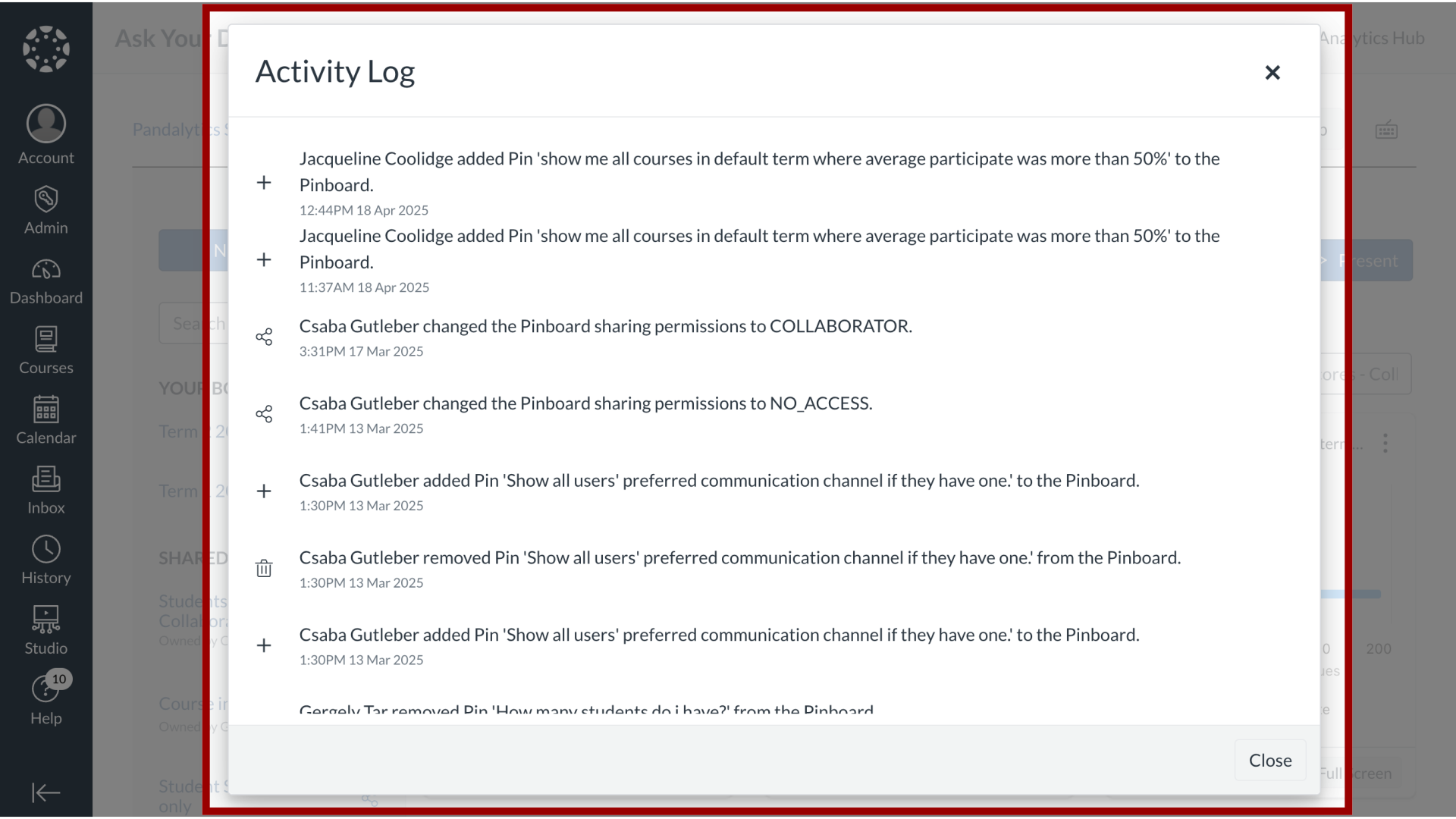 View Activity Log
